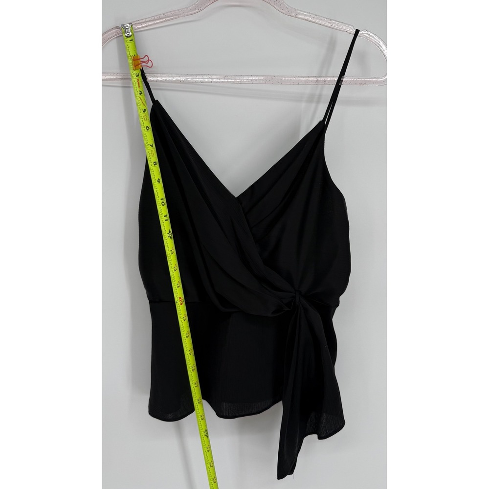 ASTR The Label Womens Black Wrap Peplum Camisole Side Tie V-Neck Top Sz S - Picture 2 of 10